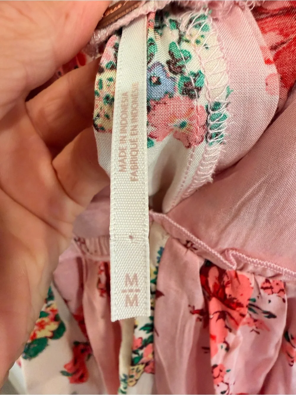 Free People Pink Floral Ruffled Tank with Green Accents